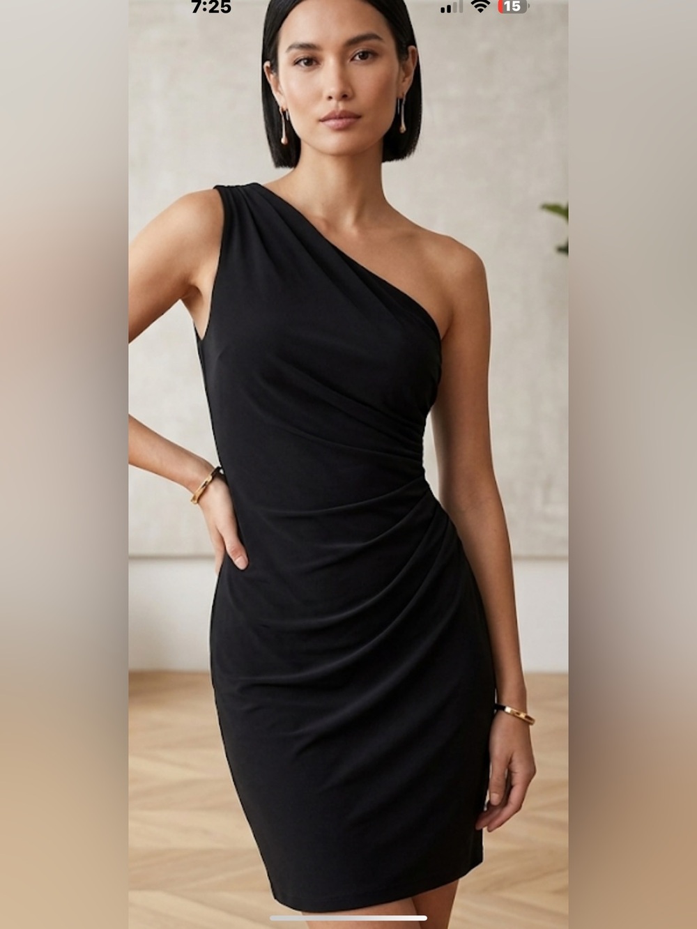 Ralph Lauren Black One-Shoulder Ruched Cocktail Dress.  NWT